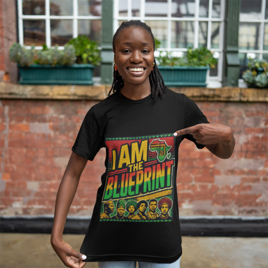 **"African Unity Power Tee - 'I Am the Blueprint' Graffiti T-Shirt"**